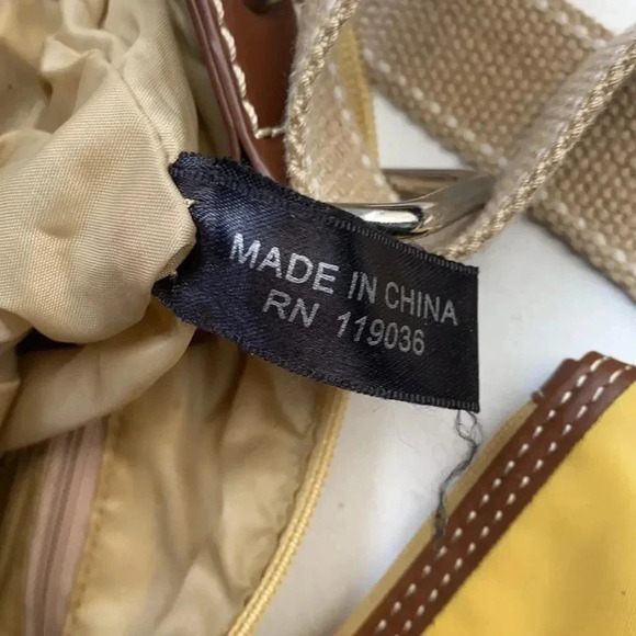 Giani Bernini Crossbody Faux Leather Nylon Tan Mustard Yellow Brown Bag - Picture 14 of 17